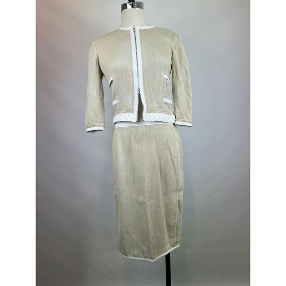 Narciso Rodriguez Ecru Wool Skirt Jacket Suit Set Size US 6 - Picture 1 of 14